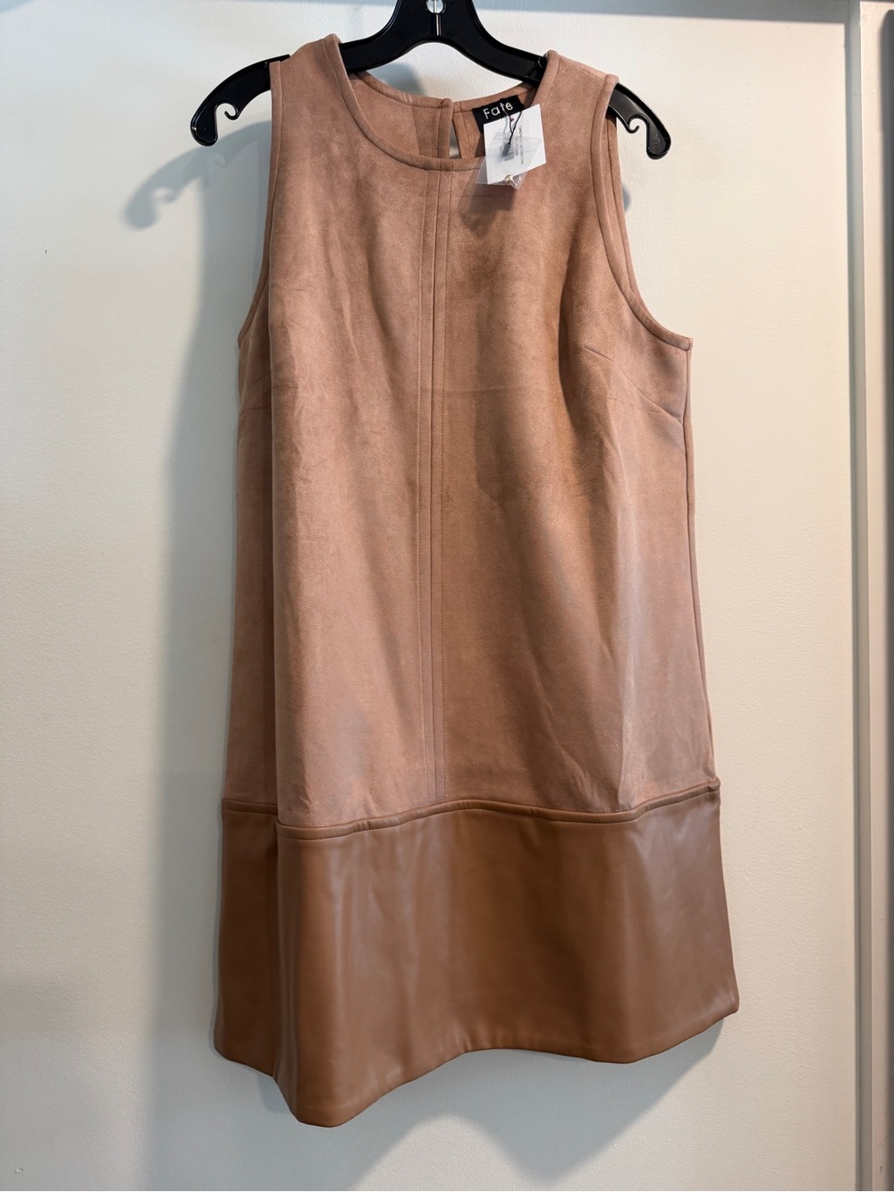 Fate Two-Tone Tan Suede & Leather Sleeveless Dress